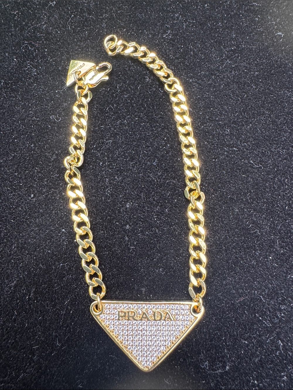 Bracelet Gold Crystal-Accented Triangle Pendant Necklace